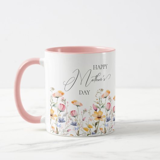 Mug Fête des mères du Fleur sauvage de prairie aquarel (Gauche)