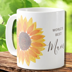 Mug Fête des mères Fleur de soleil jaune Meilleure mam