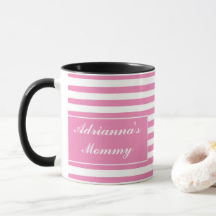 Mug Fête des mères Gifts Rose White Stripes Nom person
