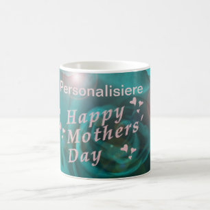 Mug fête des mères heureuses, texte rose personnalisat