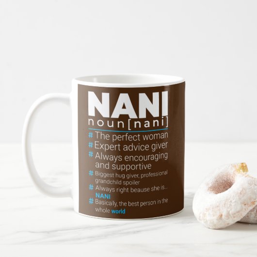 Mug Fête des mères Meilleur grand-mère Nani Définition (Avec donut)