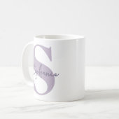 Mug Fête des Mères | Monogramme Moderne Violet Initial (Devant gauche)