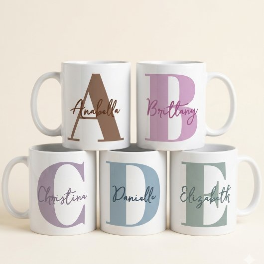 Mug Fête des Mères | Monogramme Moderne Violet Initial