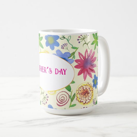 Mug fête des mères, motif floral (Devant droit)