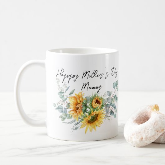Mug Fête des Mères Mummy Sunflower Eucalyptus (Avec donut)