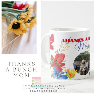Mug Fête des mères photo florale Merci un tas