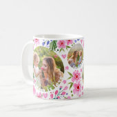 Mug Fête des mères photo Keepsaké aquarelle Flores ros (Devant gauche)