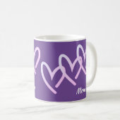 Mug Fête des mères pourpre triple coeur (Devant droit)