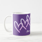 Mug Fête des mères pourpre triple coeur (Gauche)