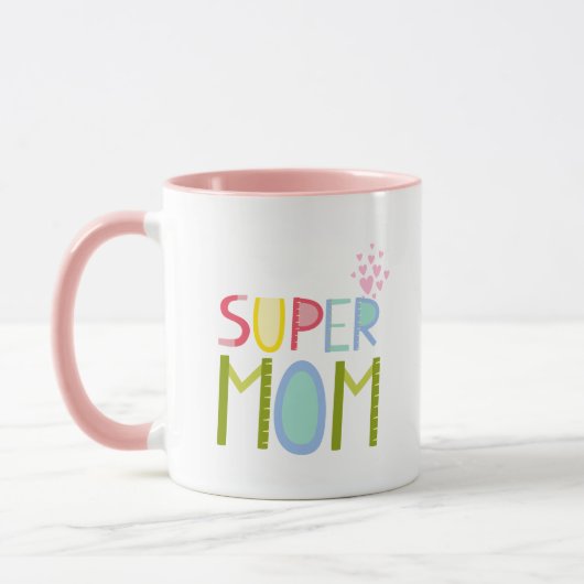Mug Fête des mères SUPER MÈRE Noël Fête des mères (Gauche)