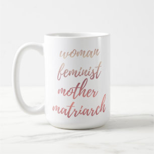 Mug Fête des Mères Typographie Féministe Or Rose