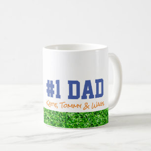 Mug Fête des pères #1 DAD Kids Noms Grass Fun