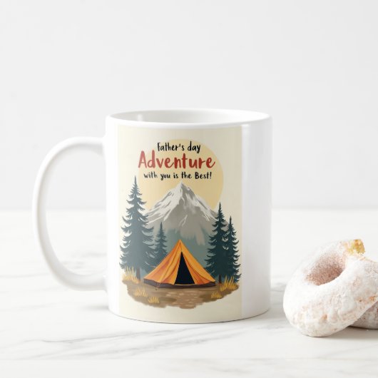 Mug Fête des pères Aventure Camping Thème (Avec donut)
