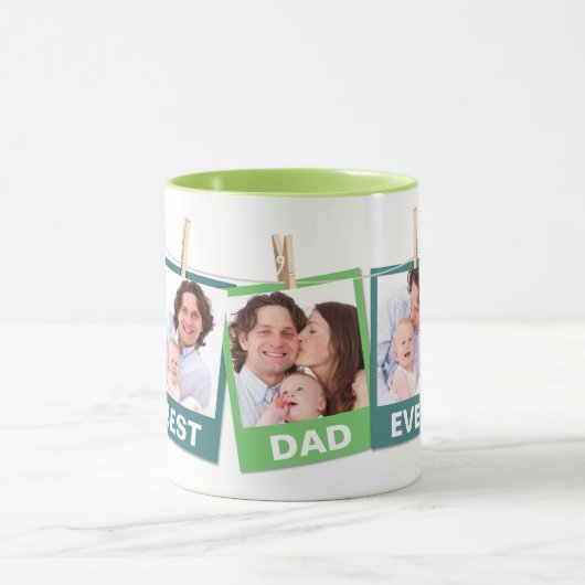 Mug Fête des pères | Best Dad Ever 3 Photo Collage Lim (Centre)