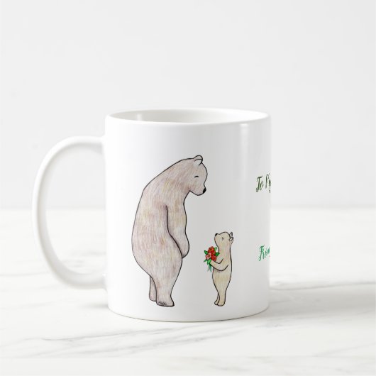 Mug Fête des pères cadeau Cute Bear et Cub nom personn (Gauche)