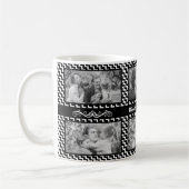 Mug Fête des pères de collage photo Chevron noir et bl (Gauche)