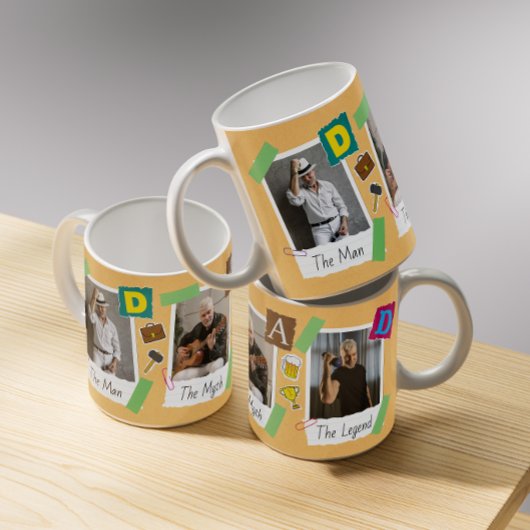 Mug Fête des pères de collage photo moderne Retro