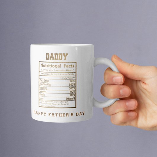 Mug Fête des pères de données nutritionnelles papa