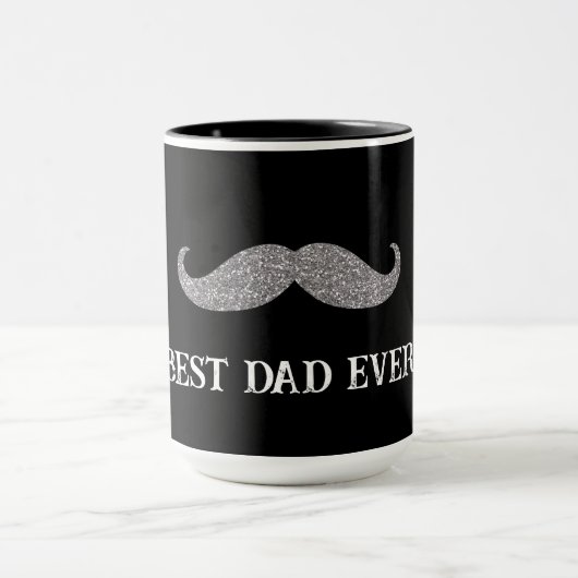 Mug Fête des pères de moustache d'argent noir (Centre)
