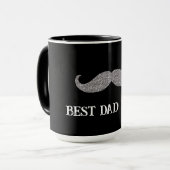 Mug Fête des pères de moustache d'argent noir (Devant gauche)