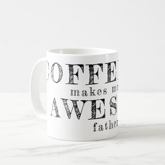Mug Fête des pères drôle typographie cadeau personnali (Devant gauche)