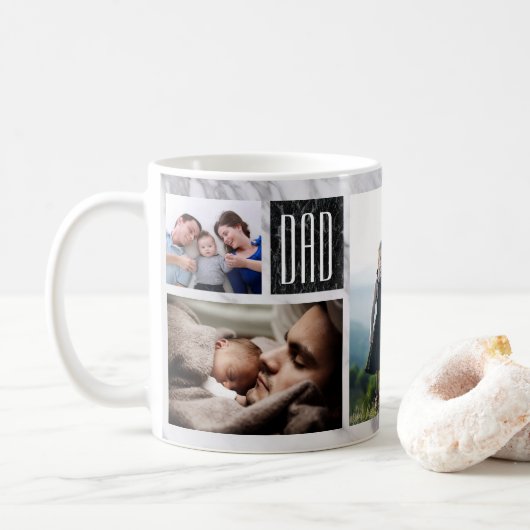 Mug Fête des pères moderne en marbre Photo (Avec donut)