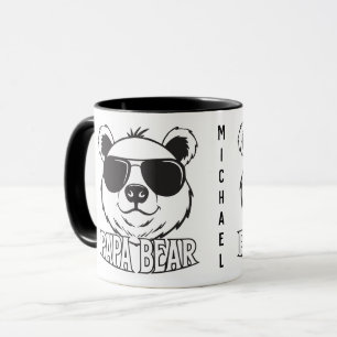 Mug Fête des pères   Ours Pa   Blanc noir   Nom