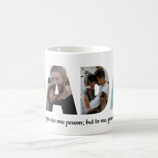 Mug Fête des pères personnalisée DADA 4 Photo Collage  (Centre)