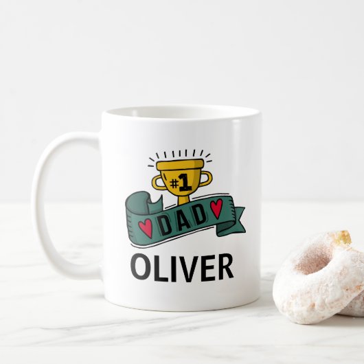 Mug Fête des pères personnalisée des noms personnalisé (Avec donut)
