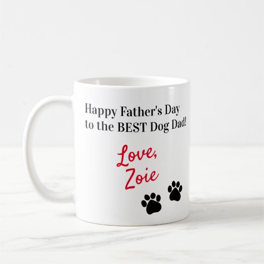 Mug Fête des pères personnalisée du chien (Gauche)
