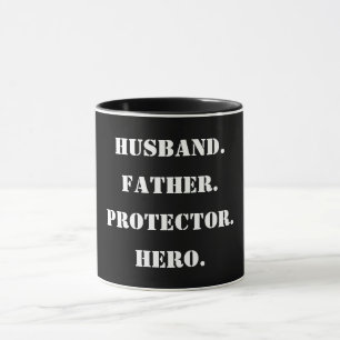 Mug Fête des pères Stencil Mari Père Protecteur Hero