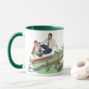 Mug Fête des Pères vintage, papa et fils avec des trai