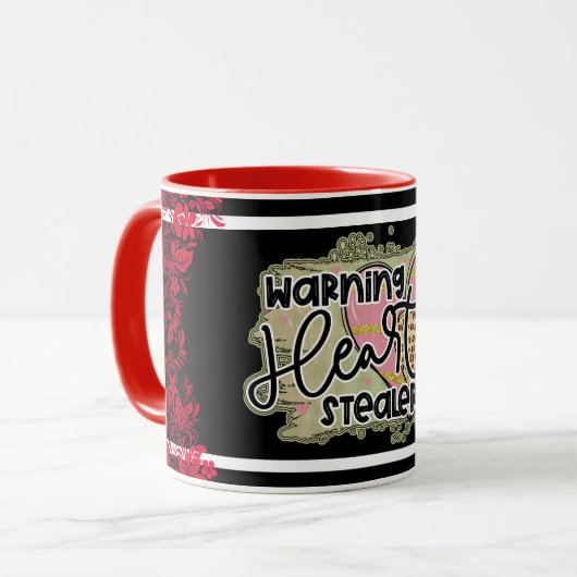 Mug Fête des Valentines, vendeuse de coeur branchée (Devant gauche)
