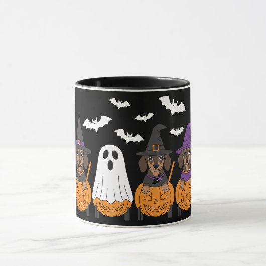 Mug Fête d'Halloween de Dachshunds mignons (Centre)