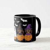 Mug Fête d'Halloween de Dachshunds mignons (Devant droit)