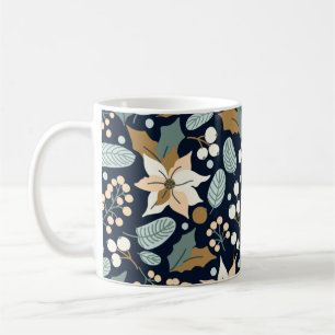 Mug Fête d'hiver arrière - plan noir Poinsettia