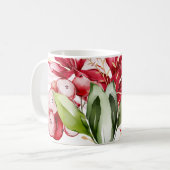 Mug Fête d'hiver poinsettia aquarelle fleurs (Devant gauche)