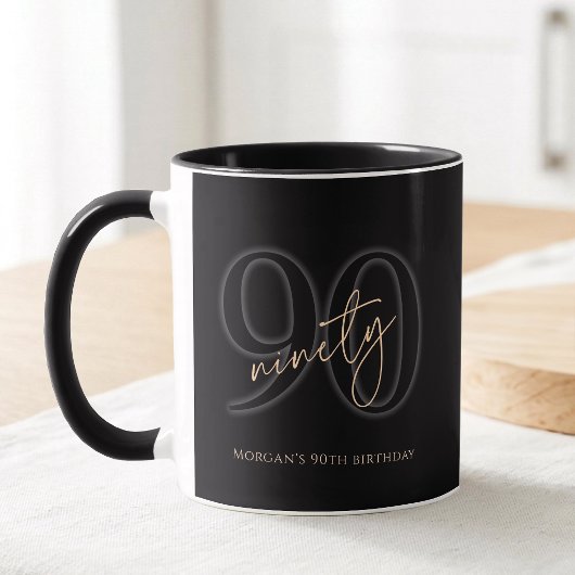 Mug Fête du 90e anniversaire de Black Gold Moderne