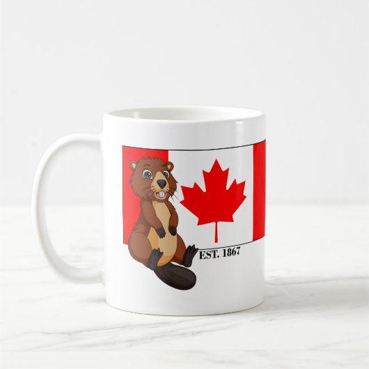 Mug Fête du Canada Est. Drapeau et castor 1867 (Gauche)