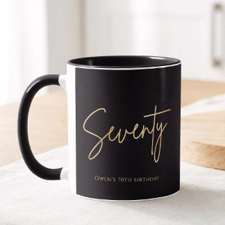 Mug Fête élégante de 70 ans en noir et or