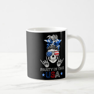 Mug Fête En Usa Messy Bun Skeleton Rock N Roll 4th Of