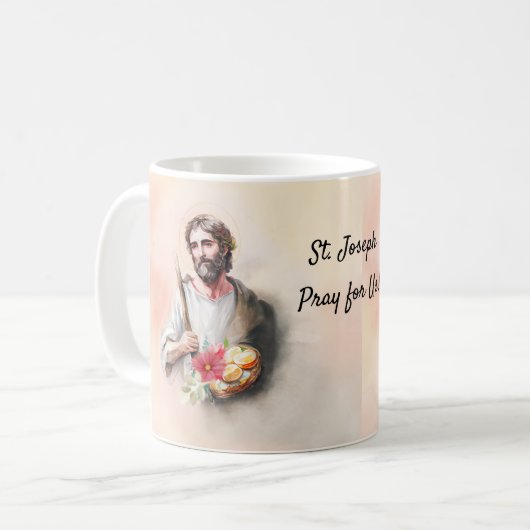Mug Fête Saint-Joseph Priez pour nous Aquarelle (Devant gauche)