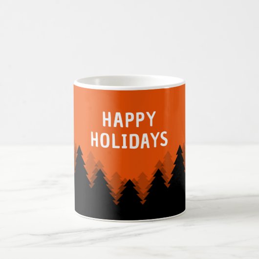 Mug Fêtes de fin d'année avec forêt rouge et arbre (Centre)