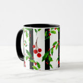 Mug Fêtes de Noël Aquarelle Holly Floral (Devant gauche)