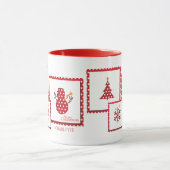Mug Fêtes de Noël Timbre Hiver Nom personnalisé (Centre)