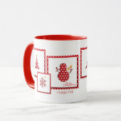 Mug Fêtes de Noël Timbre Hiver Nom personnalisé (Devant gauche)