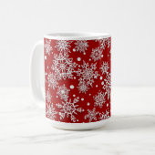 Mug fêtes Noël rouge flocons motif (Devant gauche)
