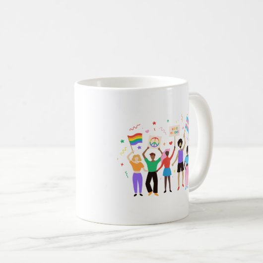 Mug Fêtez le Mois de la Fierté avec des panneaux (Devant droit)