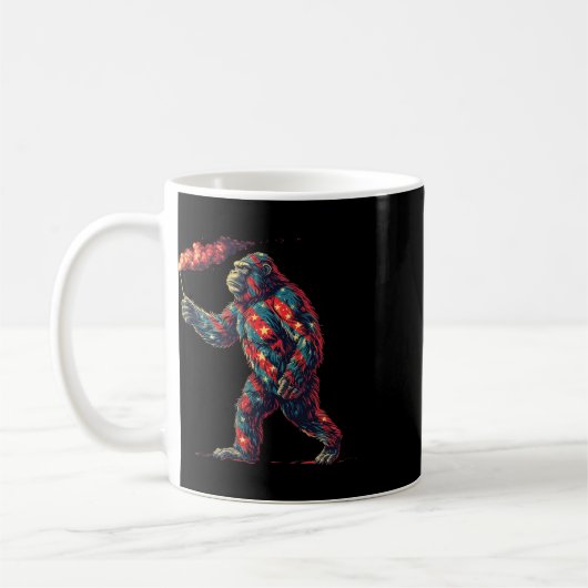 Mug Feu d'artifice 4 juillet Hommes Sasquatch Amérique (Gauche)
