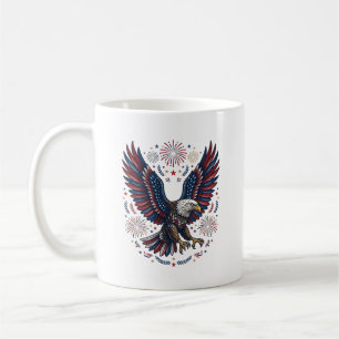 Mug Feu d'artifice aigle chauve patriotique vecteur vi